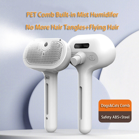Self-Cleaning Pet Comb: Dematting Brush with Built-in Mist Humidifier for Dogs